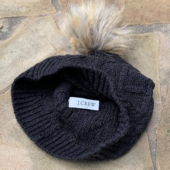 J. Crew Beannie Cap with Faux Fur Pom Pom - Picture 9 of 12